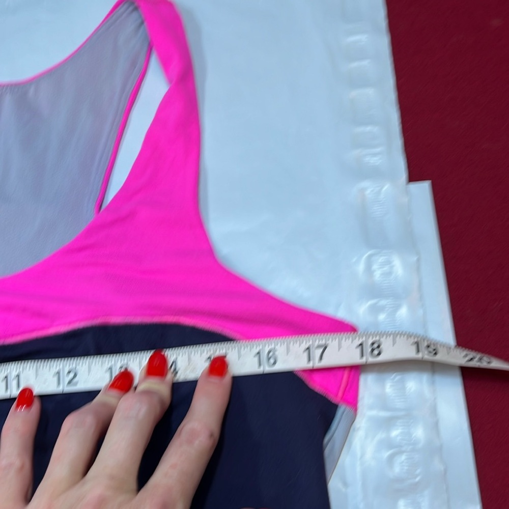 Lululemon First Base TANK TOP, bright Pink BLUE gray SOFT 18”pit to pit Medium M - Picture 2 of 10